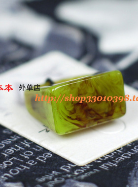 欧美风拼色方形夸张戒指
