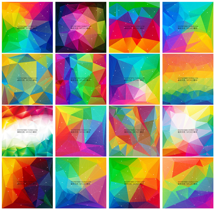 A2956矢量彩虹七彩低多边形抽象几何背景图 AI设计素材