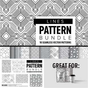A0891矢量10张几何线条四方连续无缝纹样swatches插件 AI设计素材