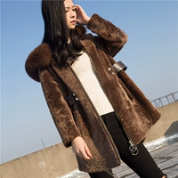 2017 Fischer Bell Exploding Fur One Fur Fox Fur Cổ áo khoác dài của phụ nữ Len Úc - Faux Fur áo cổ lông