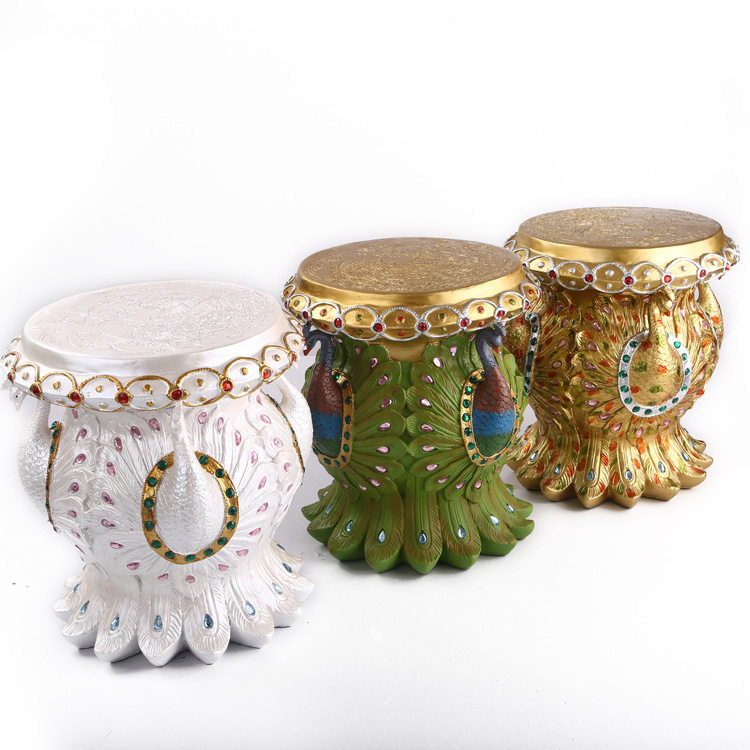 东南亚泰国孔雀凳子摆件 SPA会所泰式餐厅高档家居装饰工艺品摆设,家居饰品,装饰摆件,淘宝优惠券,粉丝福利购,淘宝优惠卷