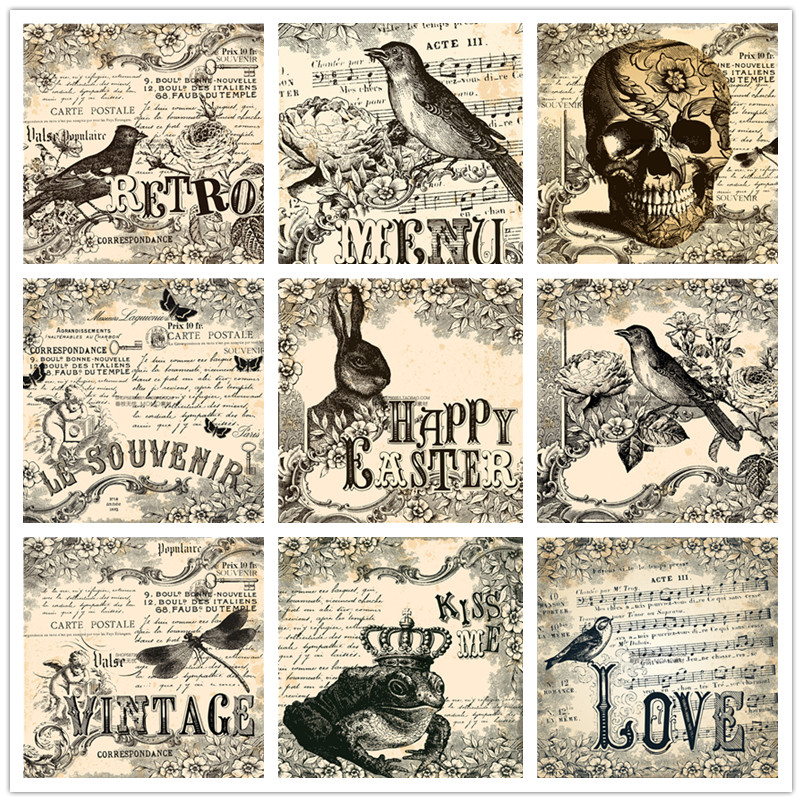 A2676矢量复古泛黄印刷风格插图小鸟花朵欧式花纹乐谱 AI设计素材