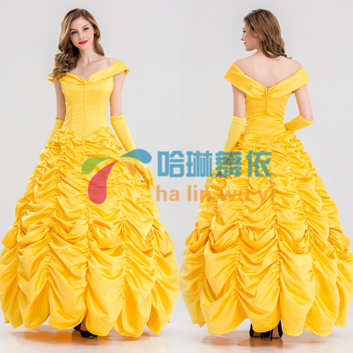 2022影视真人版美女与野兽迪士尼贝尔公主裙cosplay服装女成人