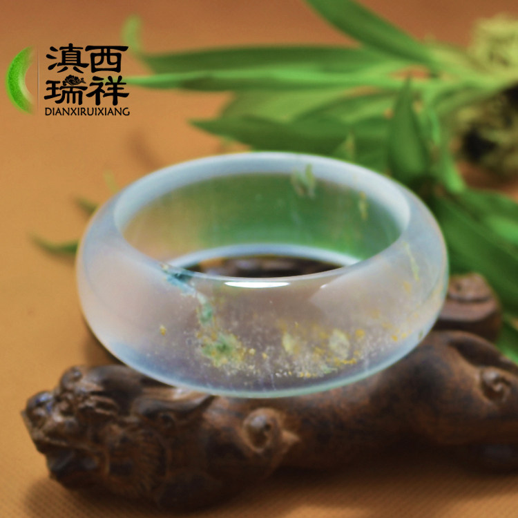 滇西瑞祥 a货水沫玉石水沫子与翡翠共生玉镯女手镯女sm532 54mm