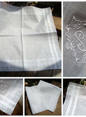 外贸纯棉手帕手工刺绣复古盖巾 宫廷优雅款 45CM 超值精品