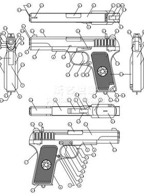 需自己做 70037 苏联 7.62mm手枪 Tokarev TT-33 HQ 纸模型DIY