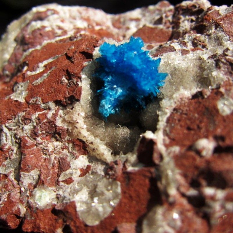 天然水晶原石  方解石 蓝矾共生矿物标本