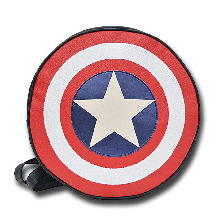 高档PU美国队长盾牌双肩包新款学院风男女中学生背包圆形书包包邮|msdalam kategori mod main/animasi/Zhou Bian/cos/permainan papan, kartun/Animasi Zhou Bian, Anime beg galas/Wallet/beg - dari Buy2taobao.com untuk memberikan perkhidmatan ejen Taobao profesional membeli