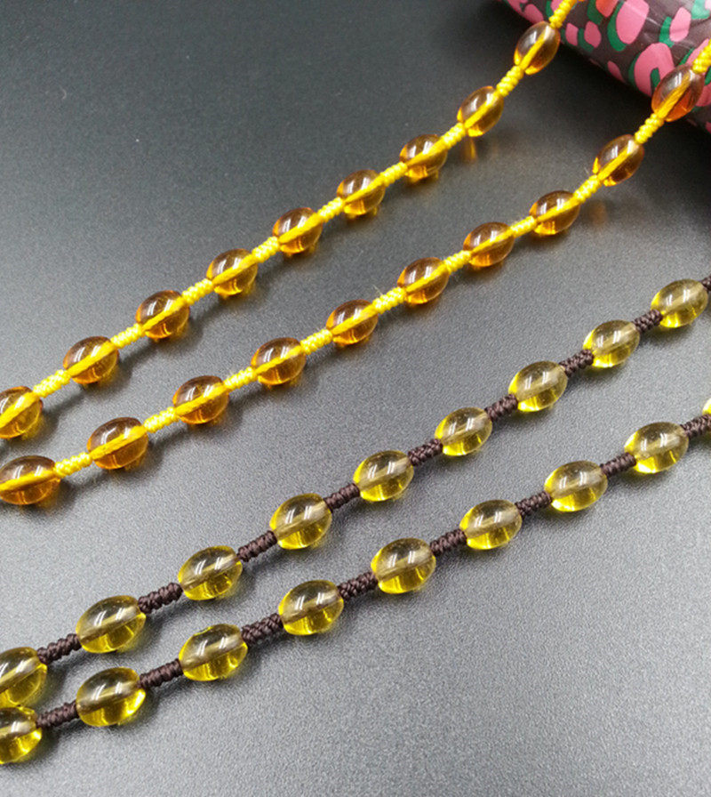 高档精美 冰种仿琥珀蜜蜡 米珠精编黄金白玉翡翠玉挂件吊坠绳