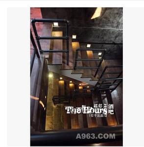 复古酒吧水管楼梯扶手护栏阁楼栏杆围栏室内外防护栏酒吧做旧楼梯