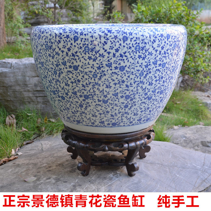 鱼缸水族箱景德镇陶瓷鱼缸特大号创意花盆艺术生态金鱼缸乌龟缸