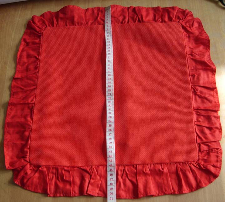 胡丽丽十字绣●红色荷叶边抱枕 11CT中格纯棉绣布 纯棉底布带拉链