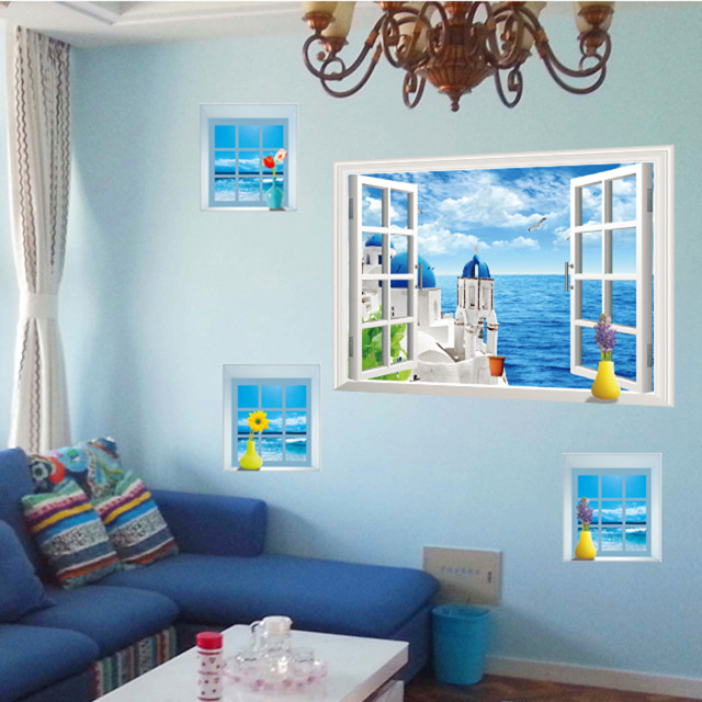 仿真3D墙上贴画卧室客厅餐厅宿舍装饰画电视背景立体墙贴纸假窗|msdalam kategori Aksesori rumah, pelekat, Pelekat dinding - dari Buy2taobao.com untuk memberikan perkhidmatan ejen Taobao profesional membeli
