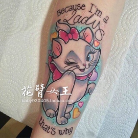 花臂少女TATTOO S79 Z17 原宿玛丽猫可爱字母软妹纹身贴 贴纸贴饰