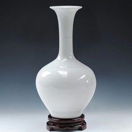 景德镇陶瓷器颜色釉冰裂纹白色，花瓶现代时尚工艺品家居摆设件