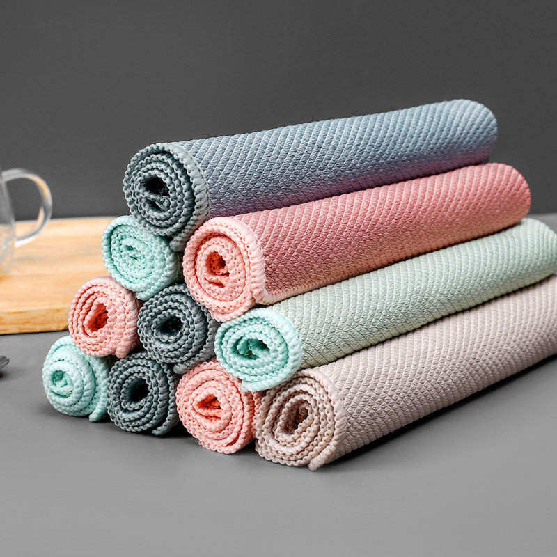 天台华莲擦玻璃鱼鳞抹布不留痕厨房洗碗布家务清洁布吸水不掉毛沾