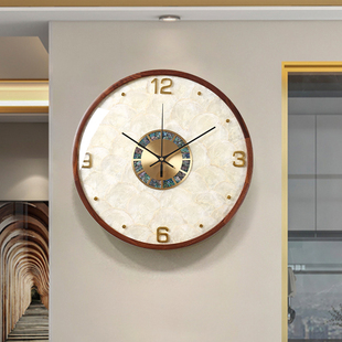 美式 39n轻奢2024贝壳钟表客厅家用挂钟餐桌时钟挂墙大气新款 石英