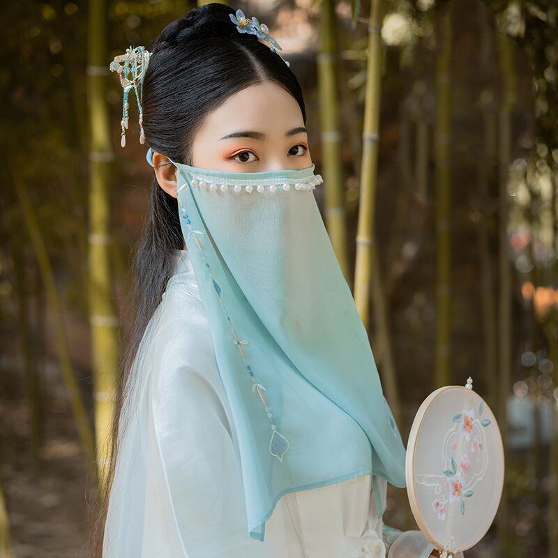 面罩面帘耳流苏古风不透遮脸仙气挂面纱精致饰品古代*古装的直播