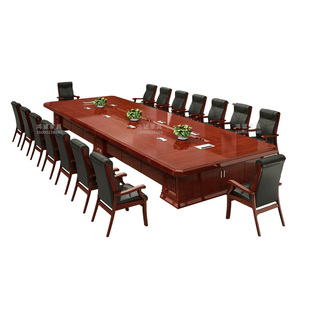 新中式 烤漆实木会议桌椅组合可定制拆卸油漆办公桌条形长桌洽谈桌