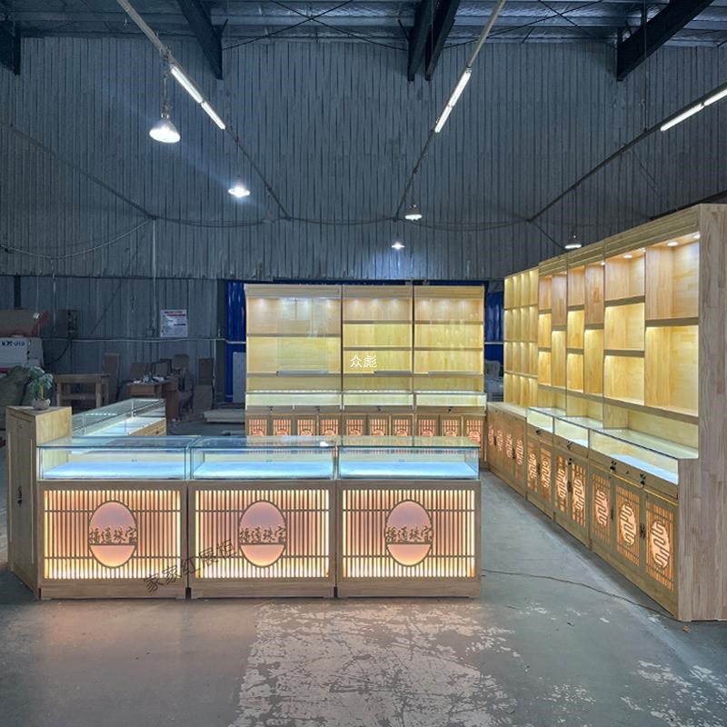 新中式实木珠宝展示柜玻璃展柜翡翠玉器手串饰品柜字画古玩陈zb06