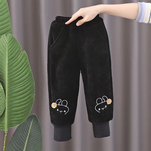 女童加绒加厚裤子新款2023儿童一条过冬内搭裤Q保暖裤宝宝冬季棉