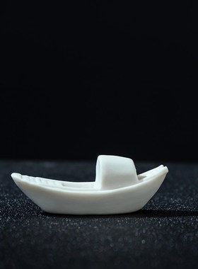 创意陶瓷小帆船摆件微景观假山流水沙盘盆景中式鱼缸造景迷你渔船