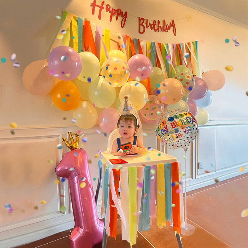 现货小红书周岁生日装饰宝宝气球派对场景布置1岁女孩背景墙套餐