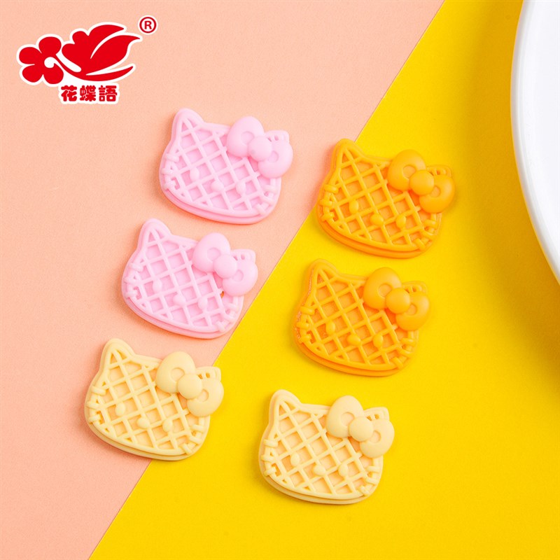 树脂仿真食玩小猫华夫饼配件 手工diyH材料奶油胶手机壳发饰冰箱
