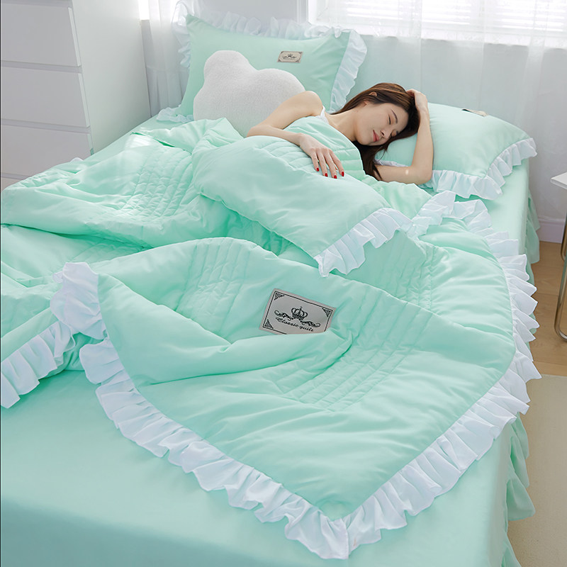 韩版夏凉被花边水洗棉夏被空调被三件套四件套单双人薄被子可机洗,床上用品,化纤被,淘宝优惠券,粉丝福利购,淘宝优惠卷
