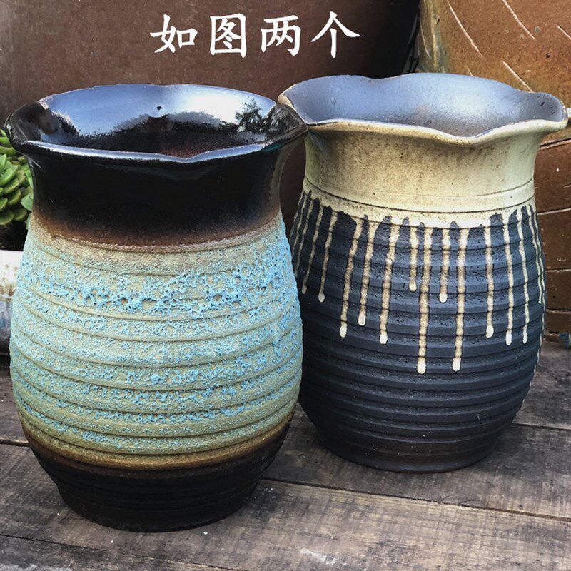 新品宜兴b多肉陶罐花盆复古创意土陶罐子套餐盆粗陶花盆绿萝高植