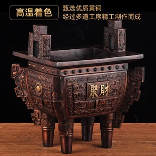 铜鼎摆件紫铜色鼎盛千秋诚信司母戊方鼎公司办公室装饰品商务礼品