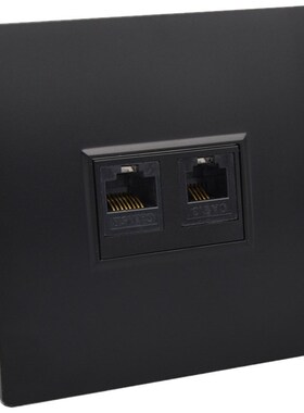 黑色网络电话插座86型二位RJ45网线口电脑RJ11语音U面板双口1网1