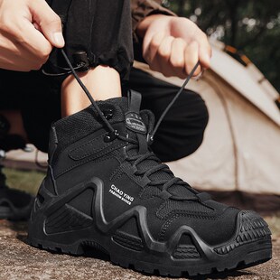 作战靴战术靴户外登山高帮鞋男款内增高10CM户外加绒棉保暖沙漠靴
