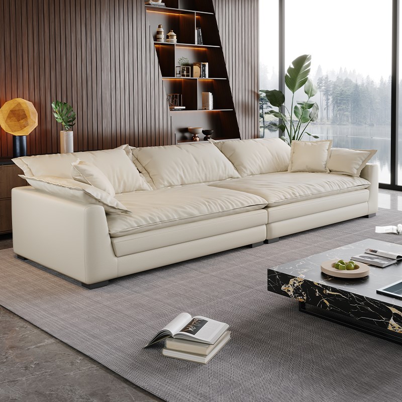 意式极简猫抓皮羽绒沙发客厅现代简约大小户型超宽坐深直排沙发