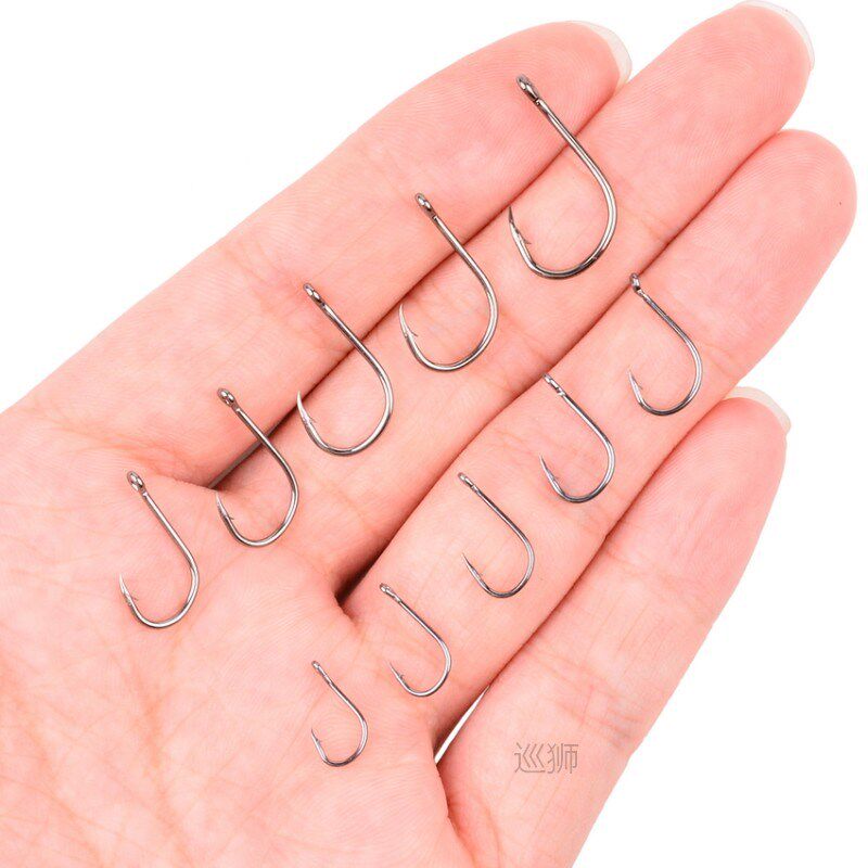 300-600pcs/ Box High Carbon Steel Fishing Hooks Set Barbed C