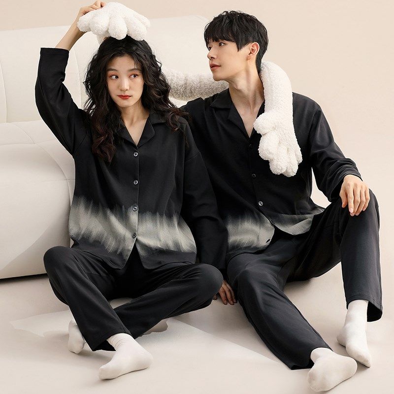 2024新款情侣睡衣春秋款长袖大码黑色高级感家居服可外穿套装,女士内衣/男士内衣/家居服,睡衣/家居服套装,淘宝优惠券,粉丝福利购,淘宝优惠卷