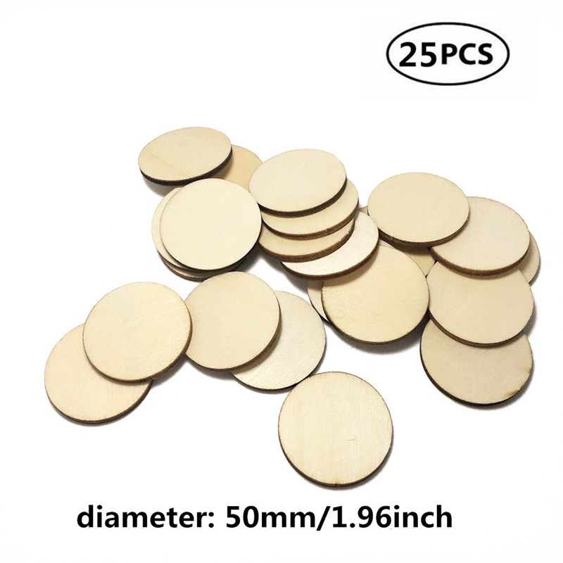 10-80mm Wood Disks Crafts Log Slices Discs Cutout Circle Rou