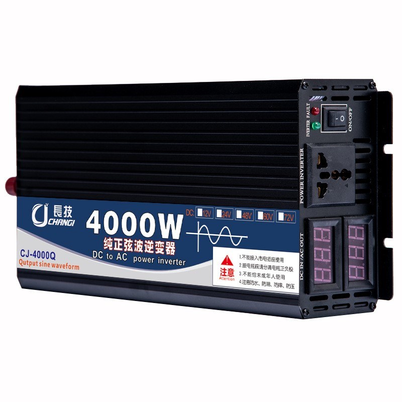 纯正弦波逆变器12V24V48V转220V车载家用大功率4000W电瓶转换器用