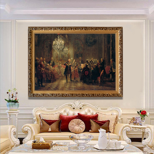 饰画世界名画音乐会油画有框画尺寸可 宫廷人物客厅装 欧式 横版