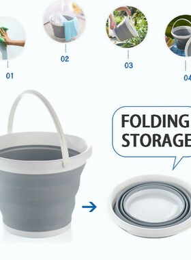 5L Folding Fishing Bucket with Lid Collapsible Silicone Plas