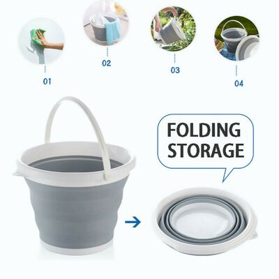 5L Folding Fishing Bucket with Lid Collapsible Silicone Plas