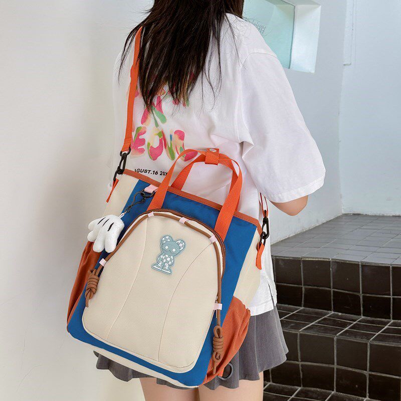 小学生补习班书包斜挎手提学生补课袋双肩包儿童单肩拎书袋女肩包