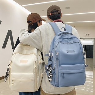 简约百搭双肩包大容量大学生时尚休闲书包女韩版高中揹包男旅行包