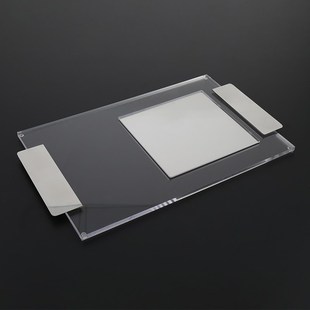 现代简约长方形亚克力金属收纳托盘售楼处样板间客厅茶几软装 饰品