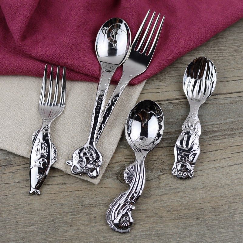 动物卡通 304不锈钢儿童勺子叉子吃面叉子宝宝吃饭勺喝汤勺子,婴童用品,儿童勺,淘宝优惠券,粉丝福利购,淘宝优惠卷