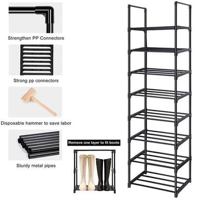 5/8hTiers Black Shoe Rack  torage Metal Tubes SWhoe SSelf