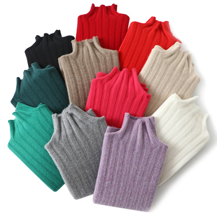 启超男女黑d色粗坑条重磅山羊绒衫 女粗棒针织加厚高领羊绒毛衣套