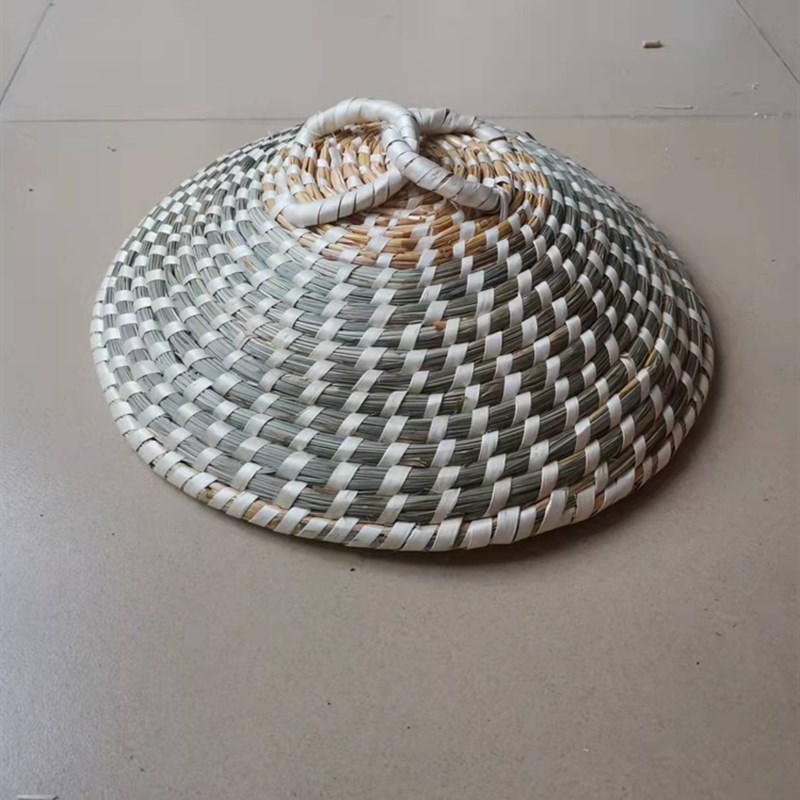 家用草编蒸笼蒸锅草帽盖铝锅不锈钢双耳铁锅茅草麦秆防滴水小锅盖