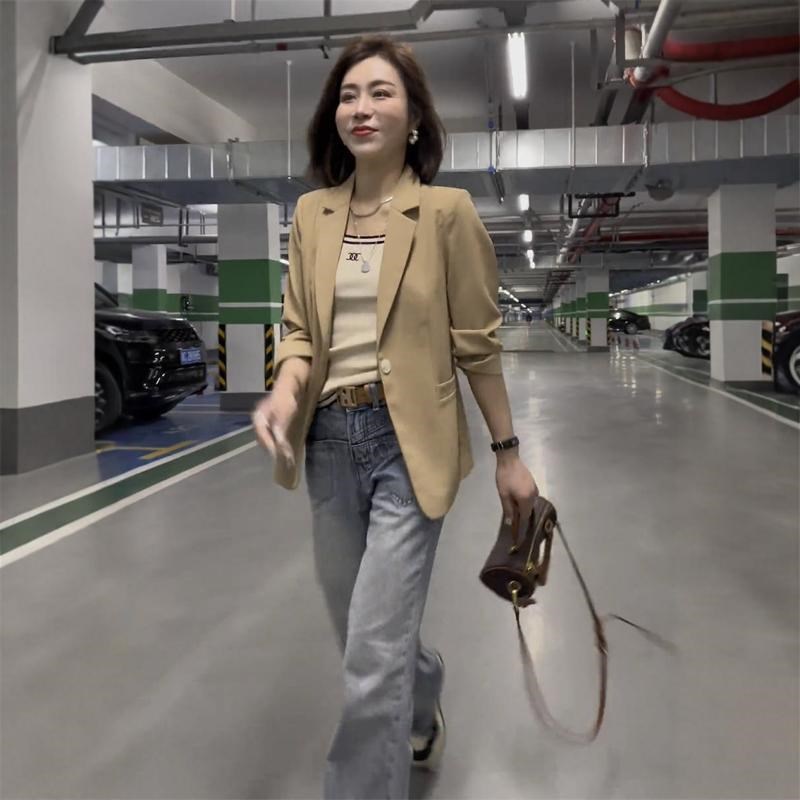 正品九分袖薄款西装外套女2024春秋新款休闲今年流行爆款西服上衣