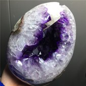 天然紫水晶簇恐龙蛋聚宝盆钱袋子紫水晶洞原矿家居客厅装 饰品摆件